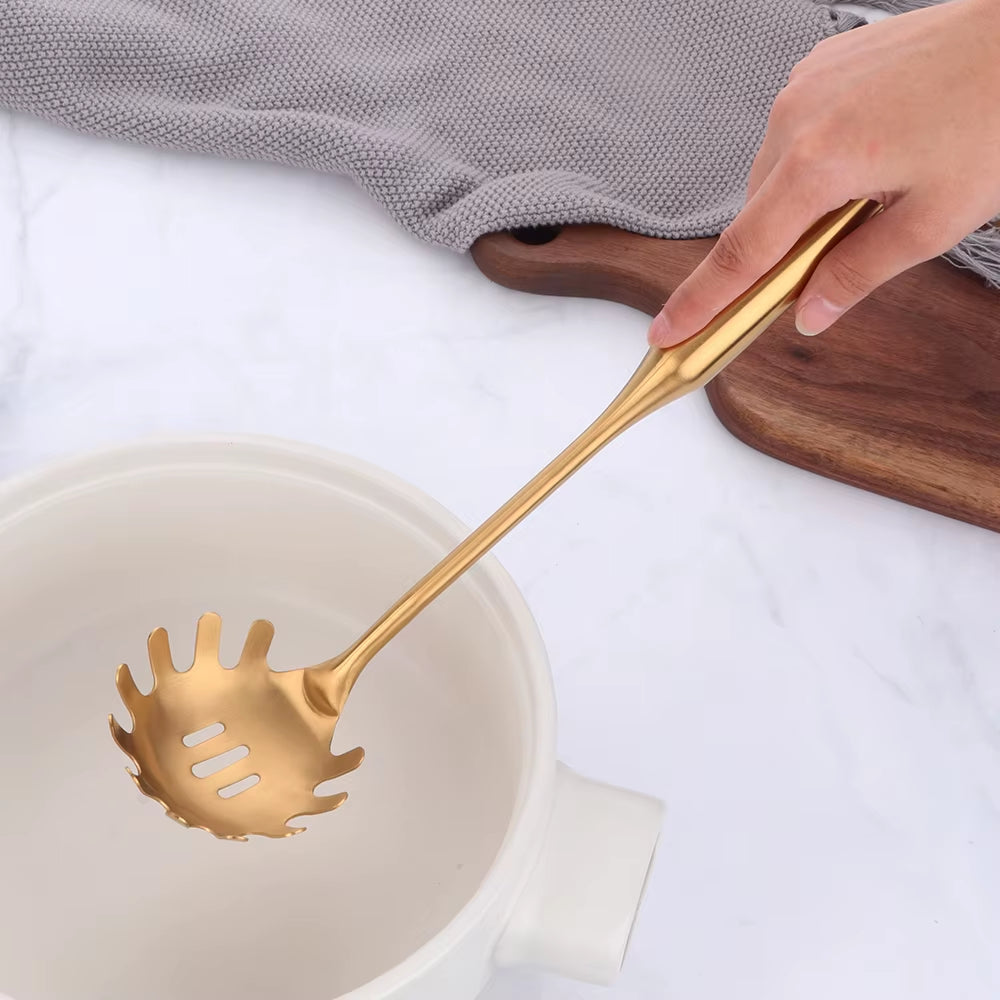 1-10PCS Stainless Steel Cookwarlong Handle Set Gold Cooking Utensils Scoop Spoon Turner Ladle Cooking Tools Kitchen Utensils Set