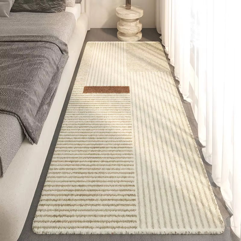 Striped Bedroom Carpet Bedside Rug Fluffy Large Carpet Living Room Plush Lounge Rug Floor Mat Soft Velvet Carpets for Children
