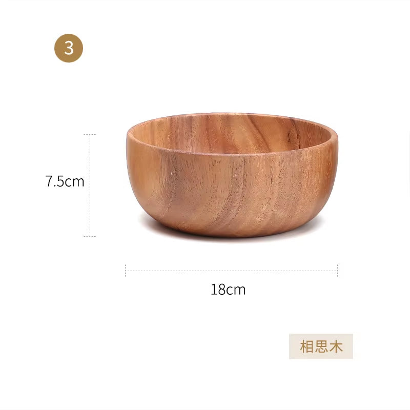 Acacia Woodensoup Bowl Fruit Wooden Household Kitchen Bowl Cutlery Basin Fruit Bowl Salad Bowl Storage Woodbowl Bowls Kitchen
