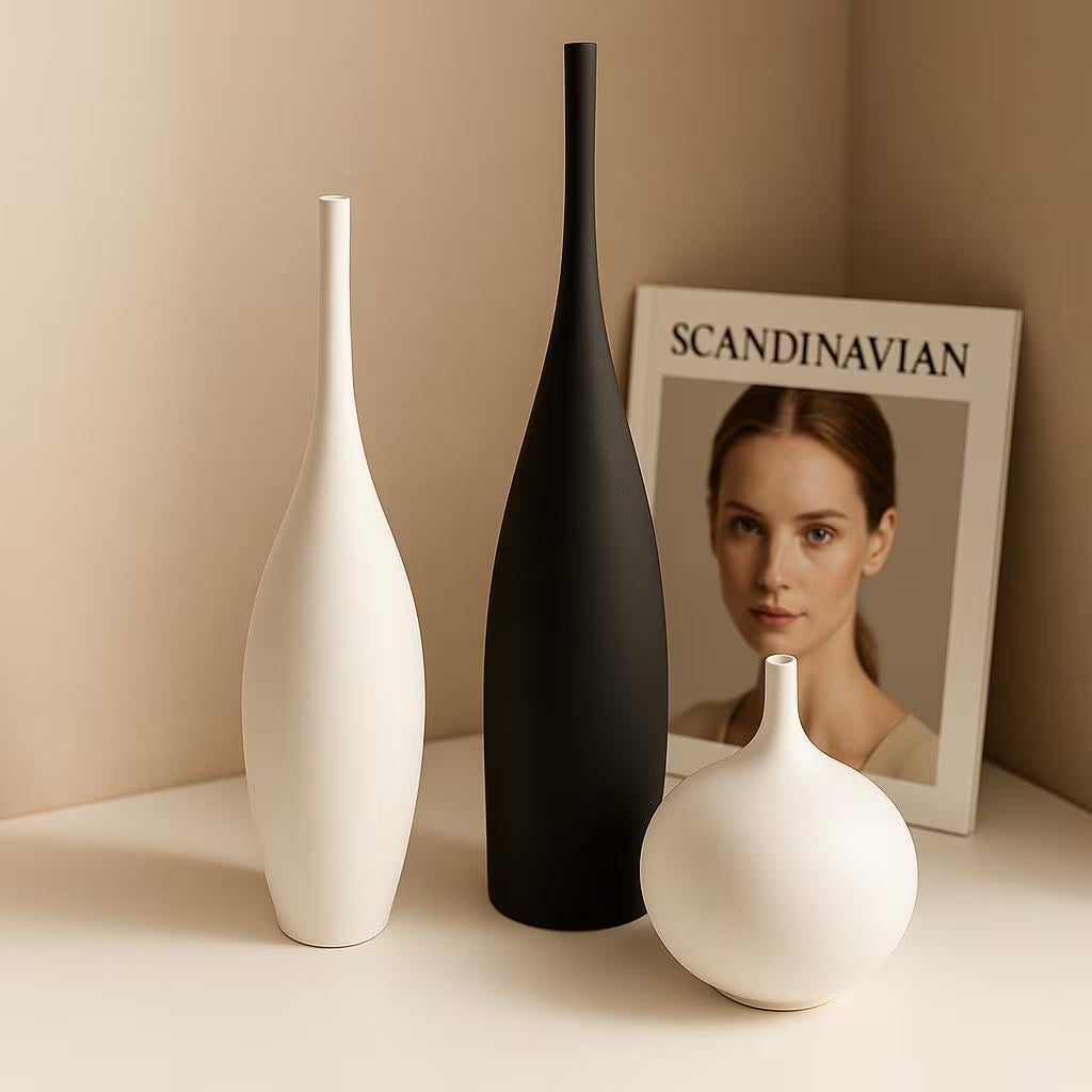 Ceramic Vases – Flower Vase – Elegant Home Decor, Minimalist Vase Bookshelf – Gift for Her – Art Deco – Apartment Decor – 3D Printed Vase