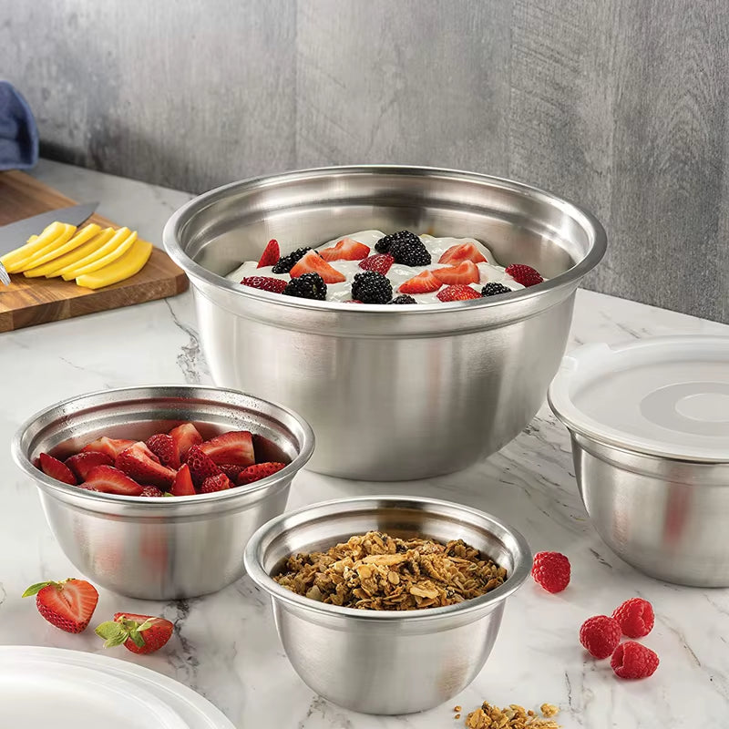 Multi-Size Stainless Steel Salad Bowls Set Nesting Fruit Salad Bowl Kitchen Food Storage Bowl Cooking Mixing Bowls for Prepping
