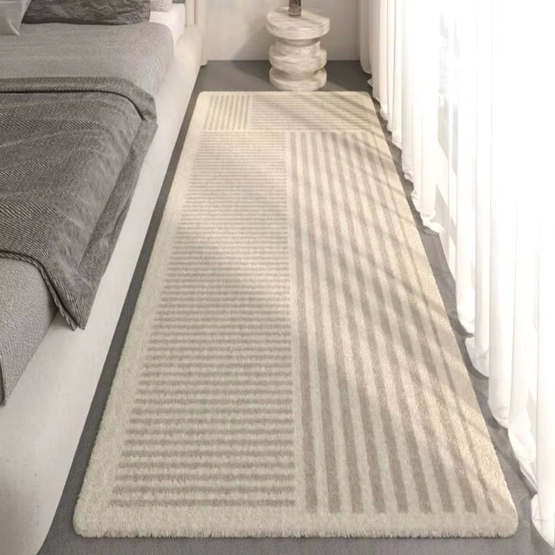 Striped Bedroom Carpet Bedside Rug Fluffy Large Carpet Living Room Plush Lounge Rug Floor Mat Soft Velvet Carpets for Children