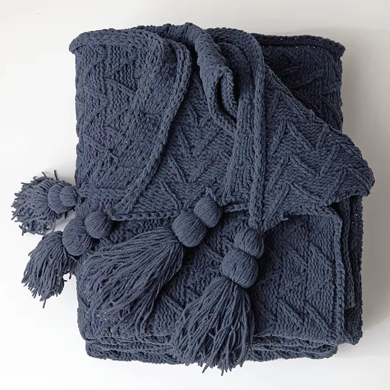 Brand Chenille Knitted Blankets Scandinavian Style Love Heart Twist Fringes Design Soft Warm Thick Blanket for Bed Sofa