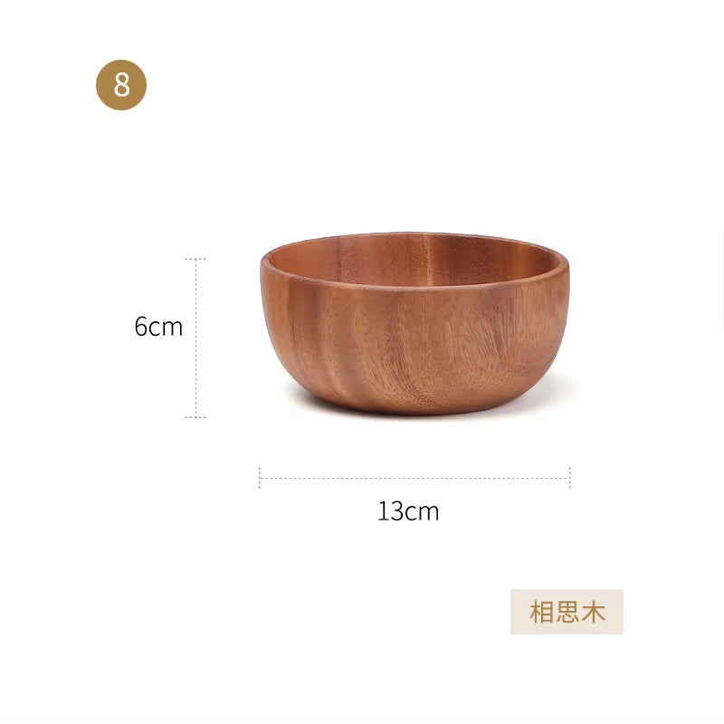 Acacia Woodensoup Bowl Fruit Wooden Household Kitchen Bowl Cutlery Basin Fruit Bowl Salad Bowl Storage Woodbowl Bowls Kitchen