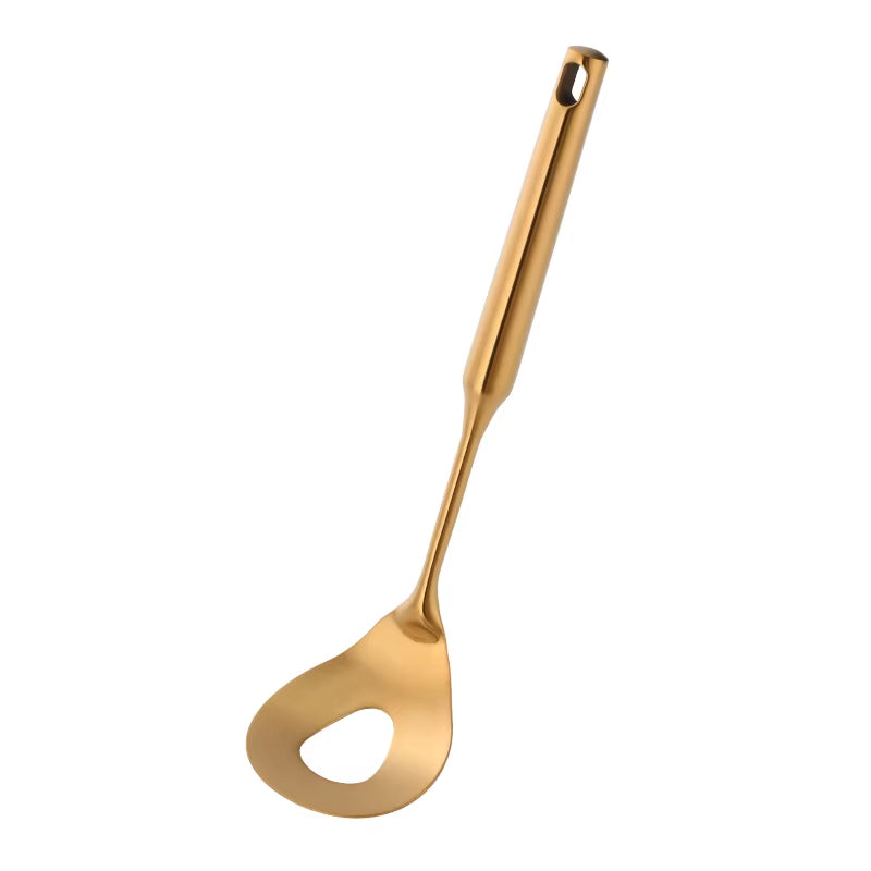 1-10PCS Stainless Steel Cookwarlong Handle Set Gold Cooking Utensils Scoop Spoon Turner Ladle Cooking Tools Kitchen Utensils Set