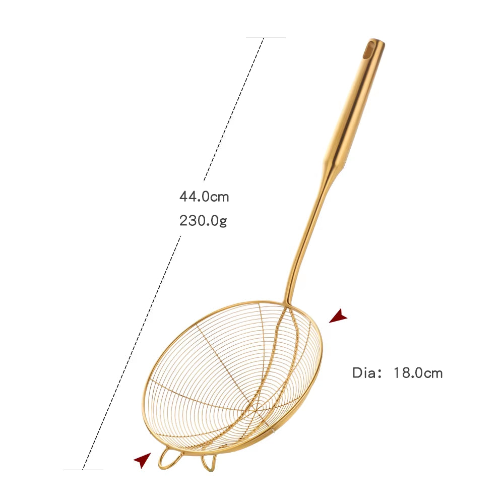 1-10PCS Stainless Steel Cookwarlong Handle Set Gold Cooking Utensils Scoop Spoon Turner Ladle Cooking Tools Kitchen Utensils Set
