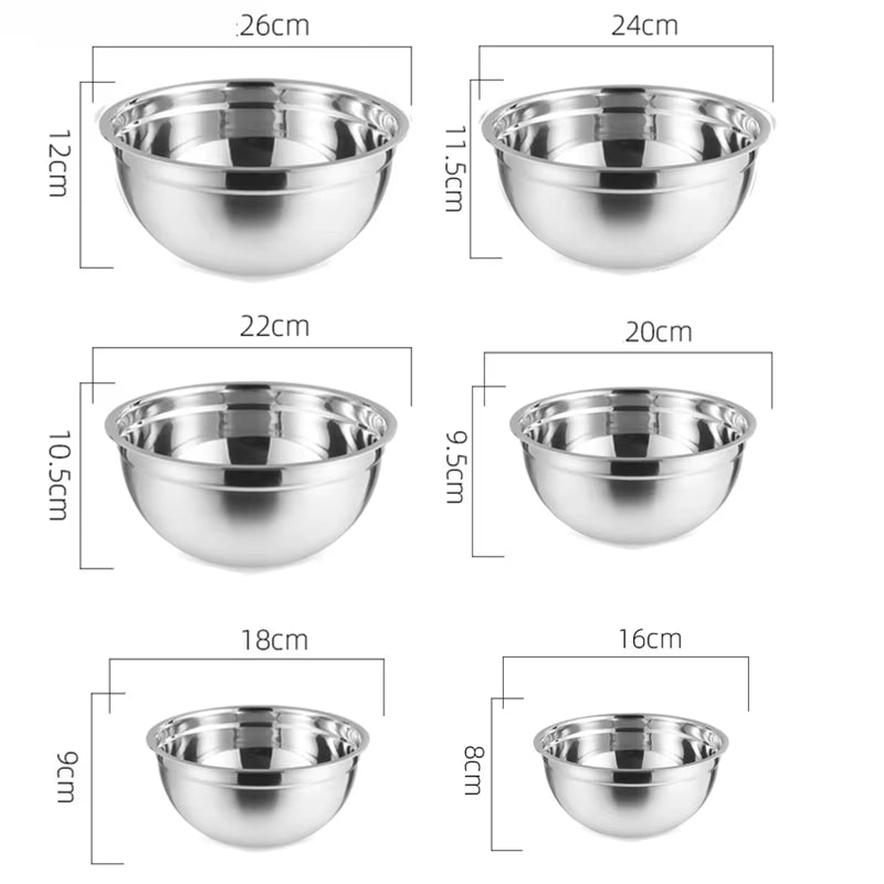 Multi-Size Stainless Steel Salad Bowls Set Nesting Fruit Salad Bowl Kitchen Food Storage Bowl Cooking Mixing Bowls for Prepping