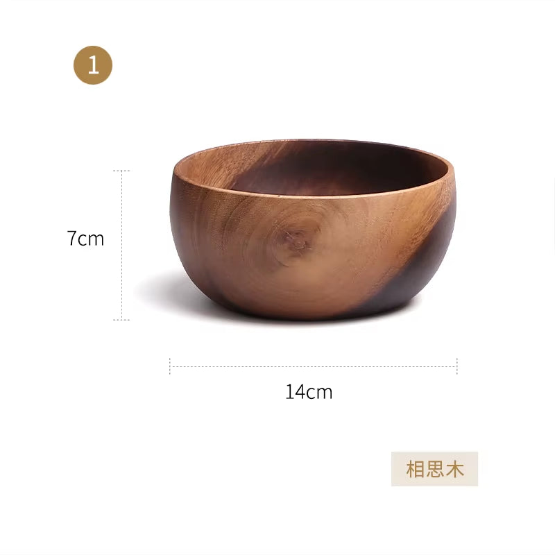 Acacia Woodensoup Bowl Fruit Wooden Household Kitchen Bowl Cutlery Basin Fruit Bowl Salad Bowl Storage Woodbowl Bowls Kitchen