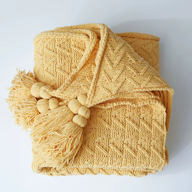 Brand Chenille Knitted Blankets Scandinavian Style Love Heart Twist Fringes Design Soft Warm Thick Blanket for Bed Sofa