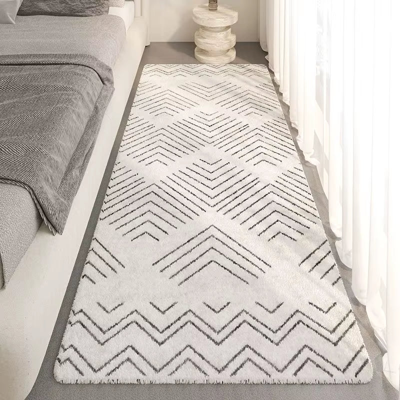 Striped Bedroom Carpet Bedside Rug Fluffy Large Carpet Living Room Plush Lounge Rug Floor Mat Soft Velvet Carpets for Children