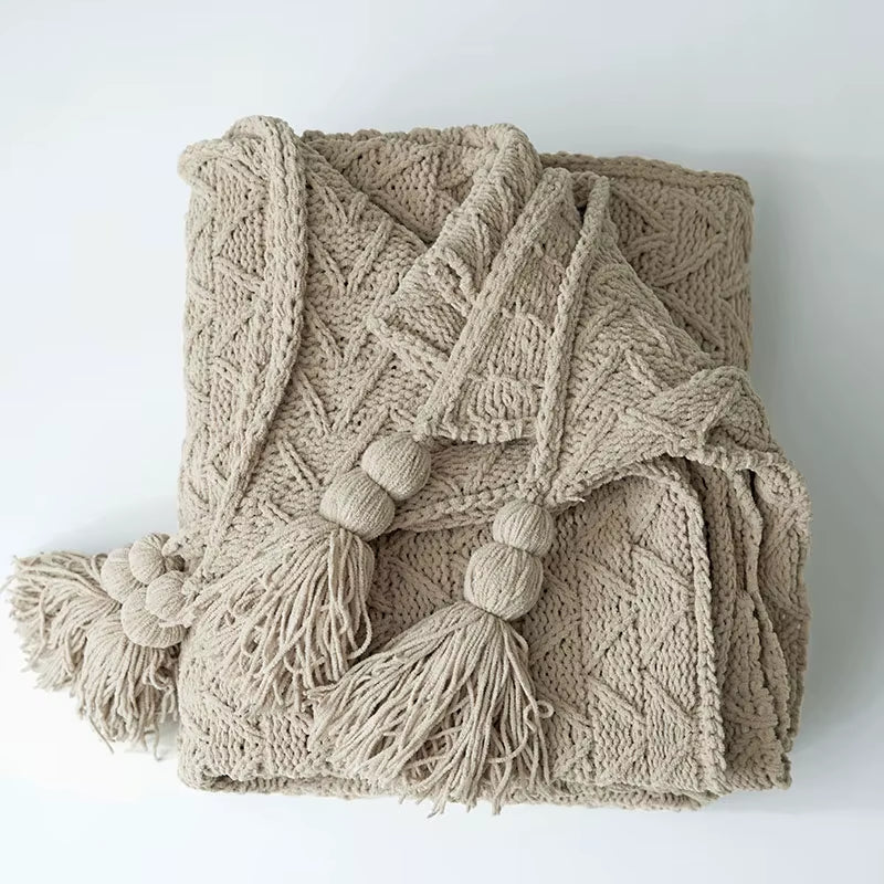 Brand Chenille Knitted Blankets Scandinavian Style Love Heart Twist Fringes Design Soft Warm Thick Blanket for Bed Sofa