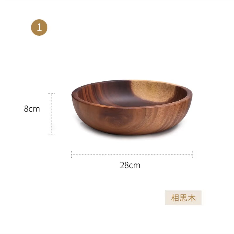 Acacia Woodensoup Bowl Fruit Wooden Household Kitchen Bowl Cutlery Basin Fruit Bowl Salad Bowl Storage Woodbowl Bowls Kitchen