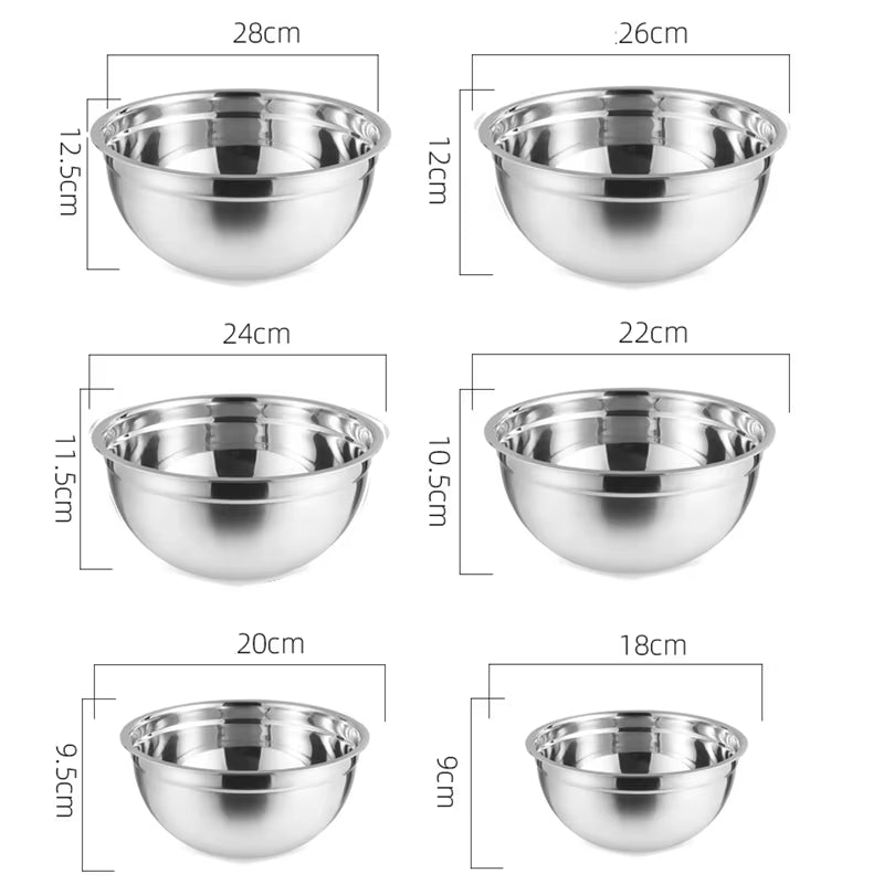 Multi-Size Stainless Steel Salad Bowls Set Nesting Fruit Salad Bowl Kitchen Food Storage Bowl Cooking Mixing Bowls for Prepping