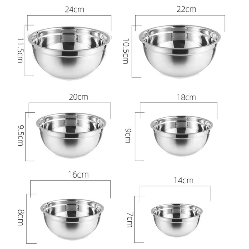Multi-Size Stainless Steel Salad Bowls Set Nesting Fruit Salad Bowl Kitchen Food Storage Bowl Cooking Mixing Bowls for Prepping