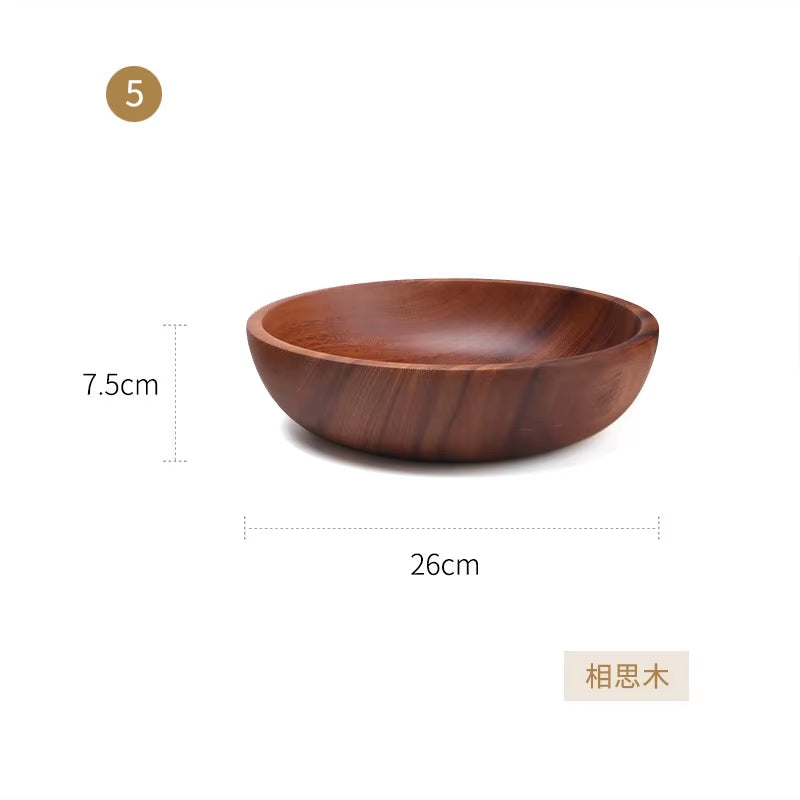 Acacia Woodensoup Bowl Fruit Wooden Household Kitchen Bowl Cutlery Basin Fruit Bowl Salad Bowl Storage Woodbowl Bowls Kitchen