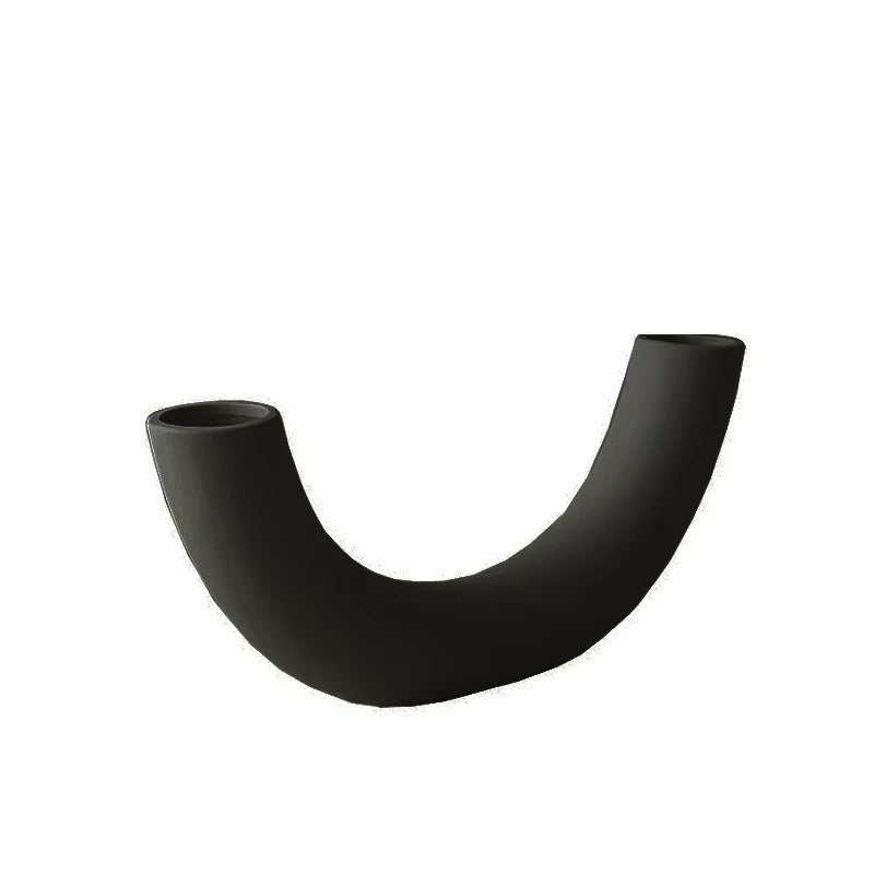 Nordic Ceramic Vase Black Simple Matte Black Porcelain Vase Handmade Art Living Room Model Room Vase Decoration Home Decor