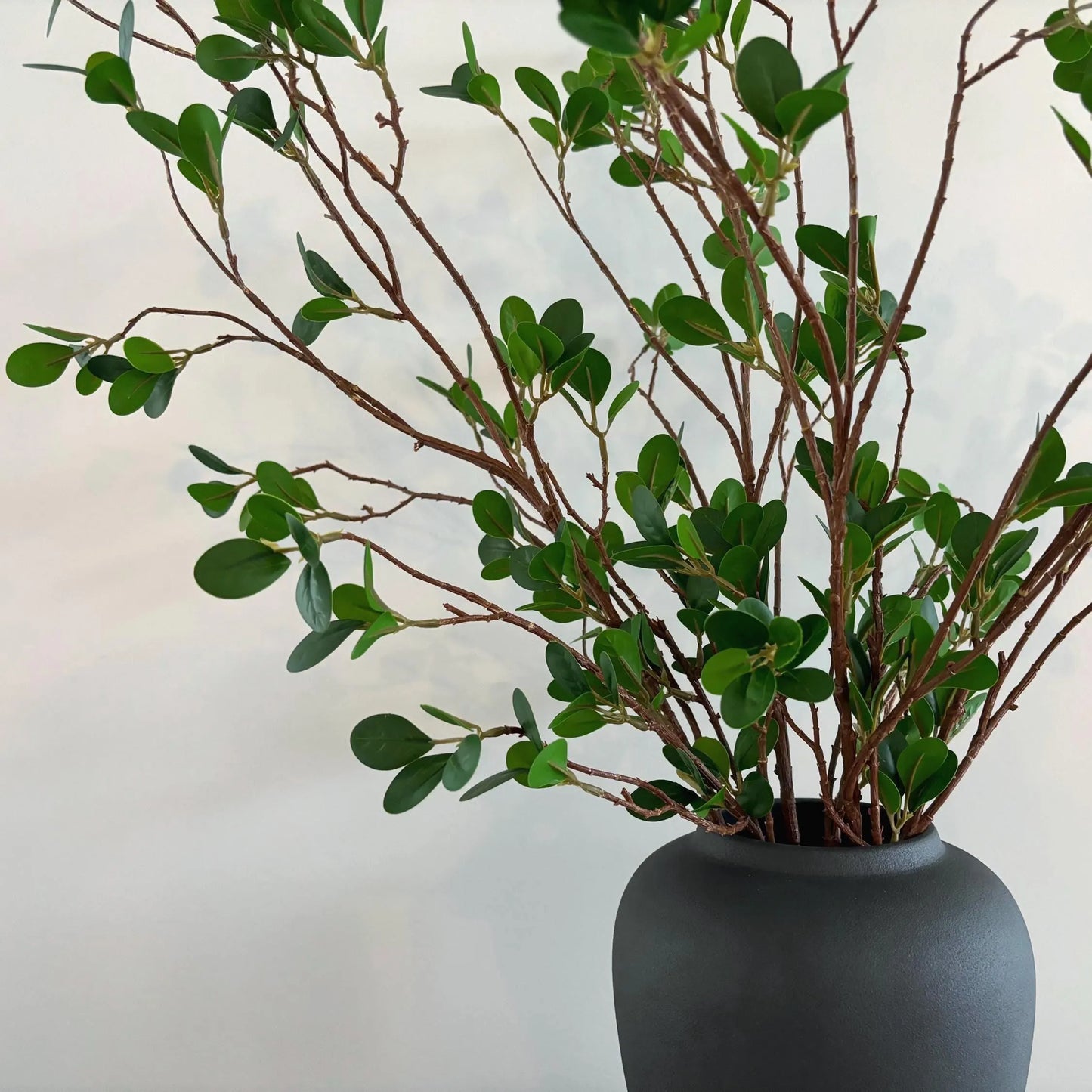 Matte Black Ceramic Vase Set with Milan Faux Stems