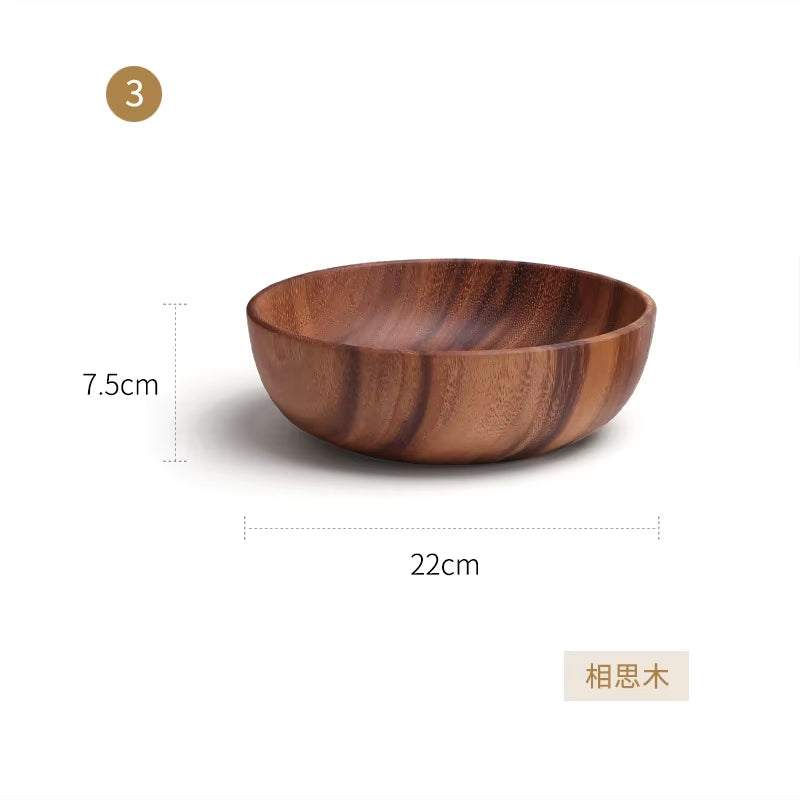 Acacia Woodensoup Bowl Fruit Wooden Household Kitchen Bowl Cutlery Basin Fruit Bowl Salad Bowl Storage Woodbowl Bowls Kitchen