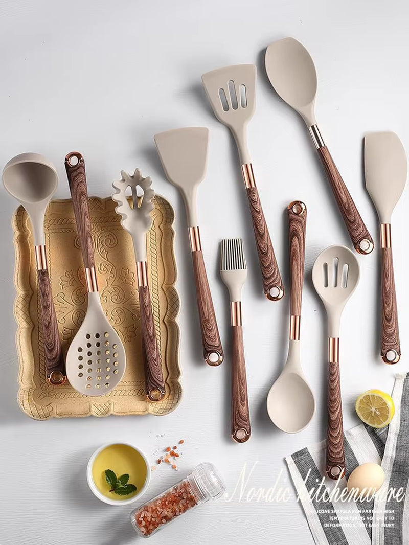 12 10 6PCS Silicone Nordic Stir Shovel Silicone Pan Shovel Stir Fried Spoon Soup Spoon Kitchen Utensils Household Tools