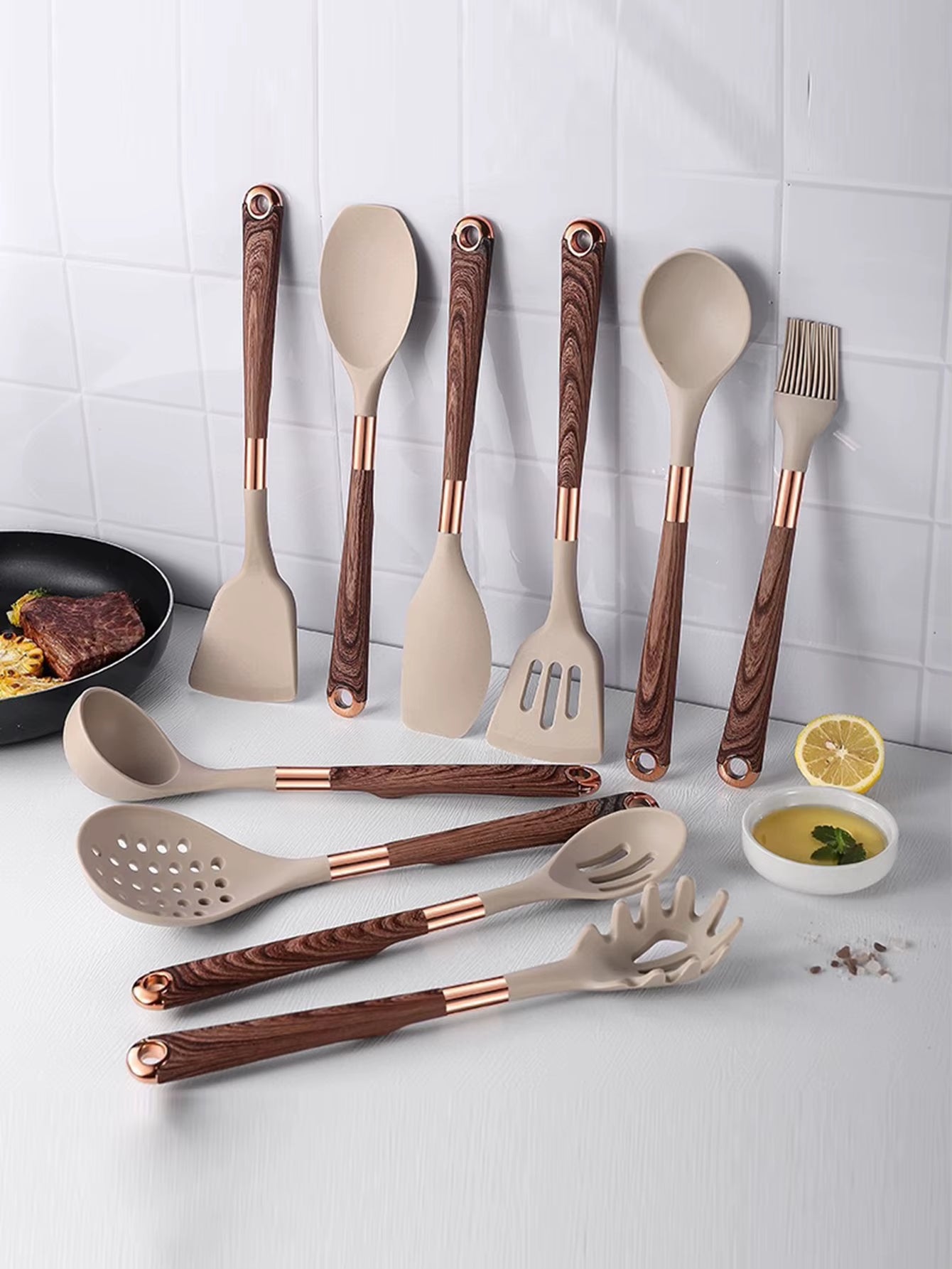 12 10 6PCS Silicone Nordic Stir Shovel Silicone Pan Shovel Stir Fried Spoon Soup Spoon Kitchen Utensils Household Tools