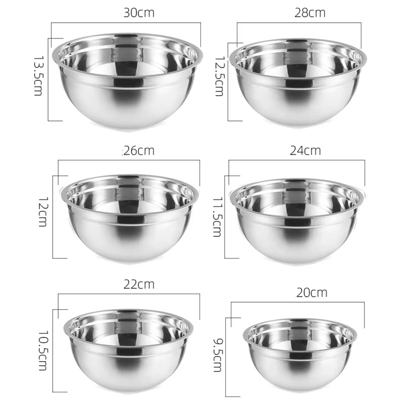 Multi-Size Stainless Steel Salad Bowls Set Nesting Fruit Salad Bowl Kitchen Food Storage Bowl Cooking Mixing Bowls for Prepping