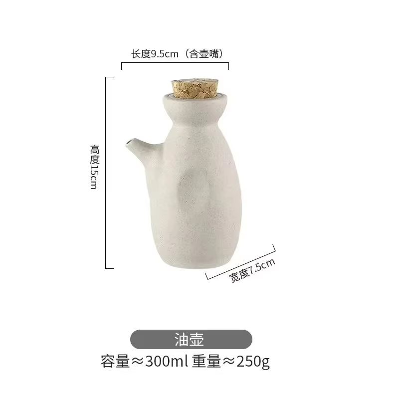Retro Ceramic Seasoning Jar Pepper Storage Bottle round Ceramic Seasoning Jar with Wooden Lid Salt Pepper Kitchen Tool