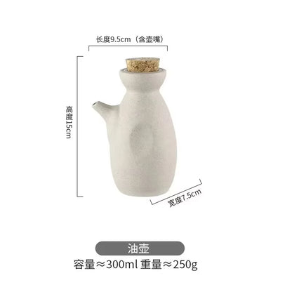 Retro Ceramic Seasoning Jar Pepper Storage Bottle round Ceramic Seasoning Jar with Wooden Lid Salt Pepper Kitchen Tool