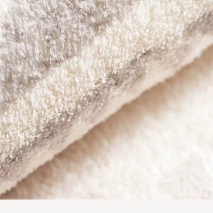 Fluffy Rectangular Bedroom Carpet Soft Bedside Carpet Non-Slip Bedroom Area Rug Artificial Wool Short Pile Carpet Green Striped