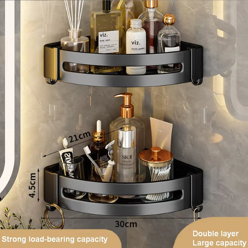 Aluminum Towel Rack with No-Punch Installation - Bathroom Storage Solution