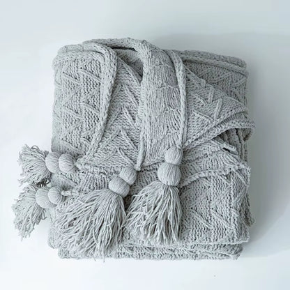 Brand Chenille Knitted Blankets Scandinavian Style Love Heart Twist Fringes Design Soft Warm Thick Blanket for Bed Sofa