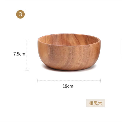 Acacia Woodensoup Bowl Fruit Wooden Household Kitchen Bowl Cutlery Basin Fruit Bowl Salad Bowl Storage Woodbowl Bowls Kitchen