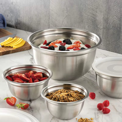 Multi-Size Stainless Steel Salad Bowls Set Nesting Fruit Salad Bowl Kitchen Food Storage Bowl Cooking Mixing Bowls for Prepping
