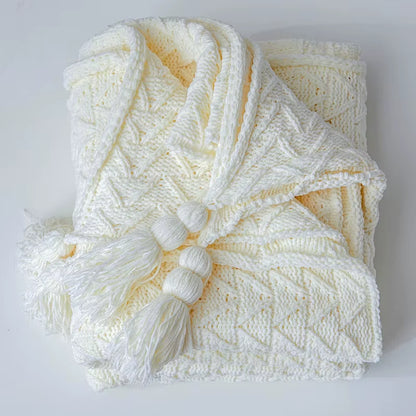 Brand Chenille Knitted Blankets Scandinavian Style Love Heart Twist Fringes Design Soft Warm Thick Blanket for Bed Sofa