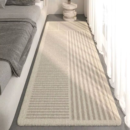 Striped Bedroom Carpet Bedside Rug Fluffy Large Carpet Living Room Plush Lounge Rug Floor Mat Soft Velvet Carpets for Children