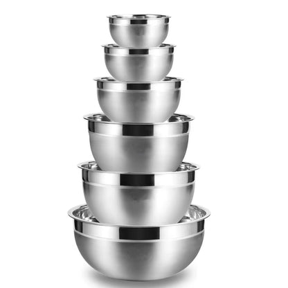 Multi-Size Stainless Steel Salad Bowls Set Nesting Fruit Salad Bowl Kitchen Food Storage Bowl Cooking Mixing Bowls for Prepping