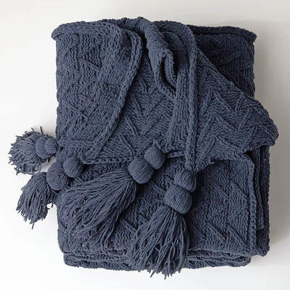 Brand Chenille Knitted Blankets Scandinavian Style Love Heart Twist Fringes Design Soft Warm Thick Blanket for Bed Sofa