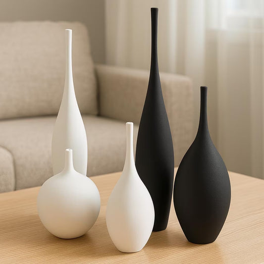Ceramic Vases – Flower Vase – Elegant Home Decor, Minimalist Vase Bookshelf – Gift for Her – Art Deco – Apartment Decor – 3D Printed Vase