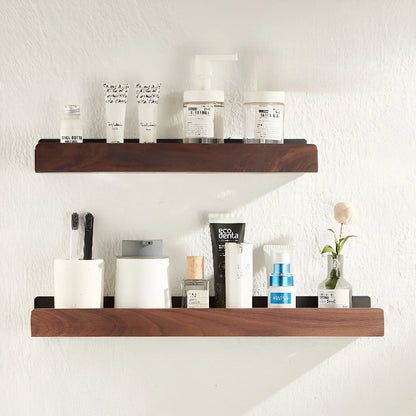 Black Walnut Wall-Mounted Bathroom Storage Shelf - Non-Perforated Organizer for Toilets
