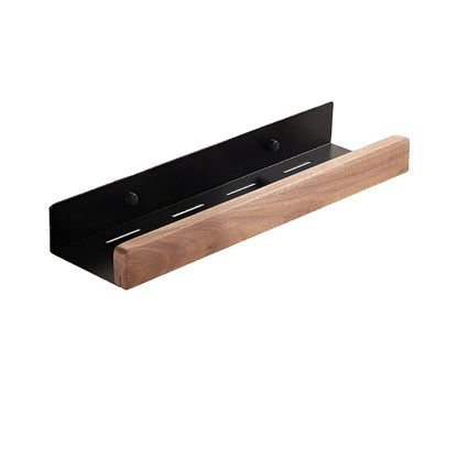 Black Walnut Wall-Mounted Bathroom Storage Shelf - Non-Perforated Organizer for Toilets