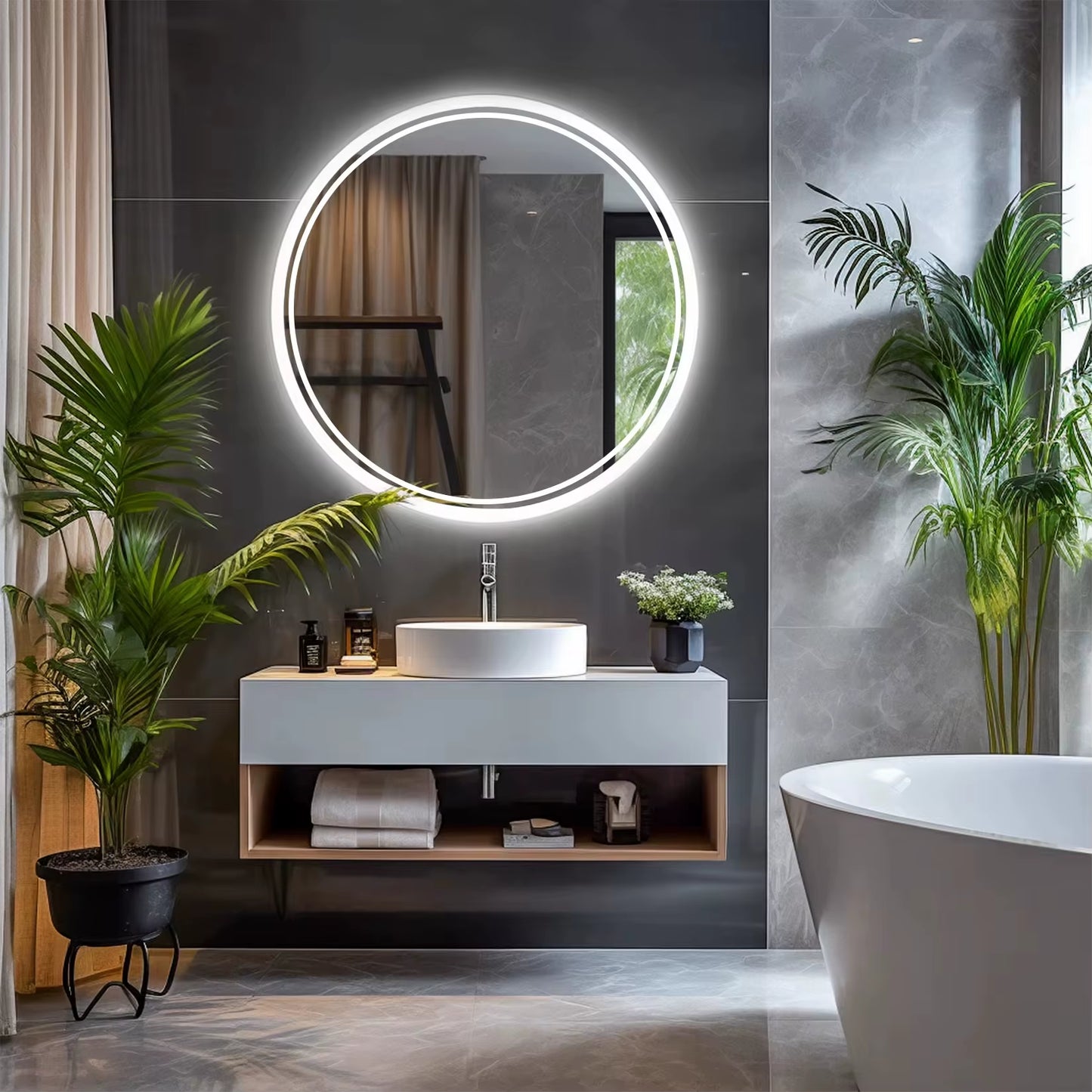LED HD Backlit Bathroom Mirror with Wall-Mounted Illumination