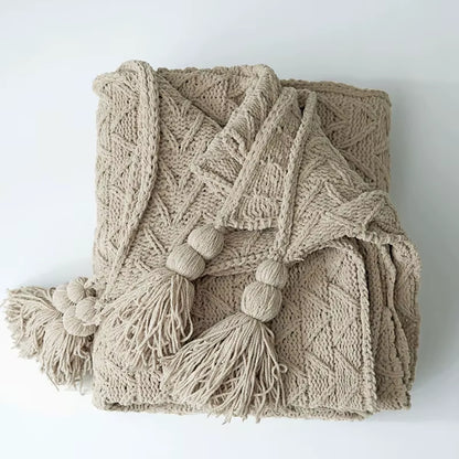 Brand Chenille Knitted Blankets Scandinavian Style Love Heart Twist Fringes Design Soft Warm Thick Blanket for Bed Sofa