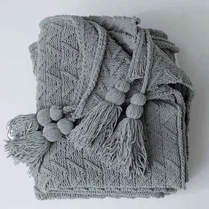 Brand Chenille Knitted Blankets Scandinavian Style Love Heart Twist Fringes Design Soft Warm Thick Blanket for Bed Sofa