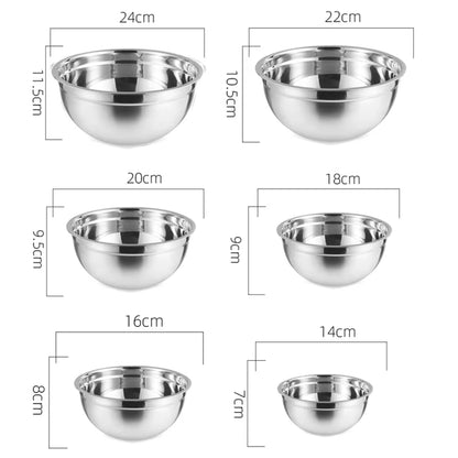 Multi-Size Stainless Steel Salad Bowls Set Nesting Fruit Salad Bowl Kitchen Food Storage Bowl Cooking Mixing Bowls for Prepping