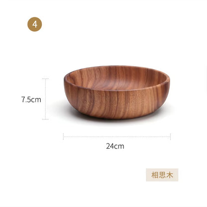 Acacia Woodensoup Bowl Fruit Wooden Household Kitchen Bowl Cutlery Basin Fruit Bowl Salad Bowl Storage Woodbowl Bowls Kitchen