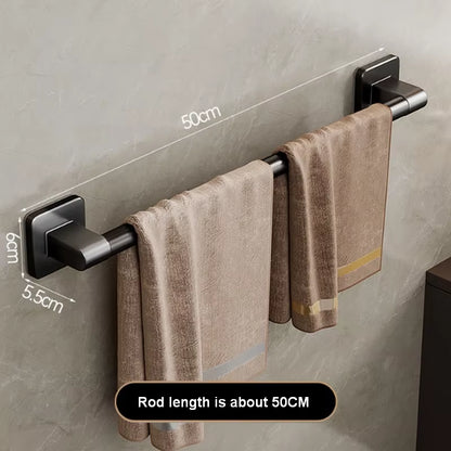 Aluminum Towel Rack with No-Punch Installation - Bathroom Storage Solution