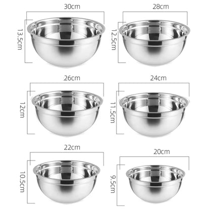Multi-Size Stainless Steel Salad Bowls Set Nesting Fruit Salad Bowl Kitchen Food Storage Bowl Cooking Mixing Bowls for Prepping